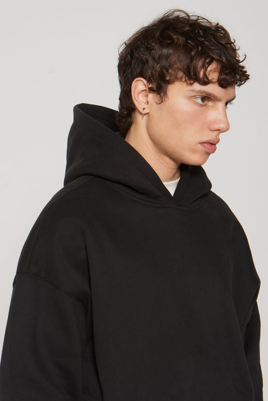 HOODIE FLEECE  WASHED BLACK